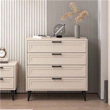 Prime Commode à 4 tiroirs couleur cachemire 90x45x90H - Style et fonctionnalité pour chaque espace
