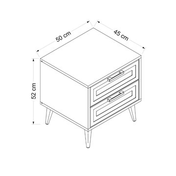 Prime table de chevet 2 tiroirs couleur cachemire 50x45x52H - Elégance et fonctionnalité