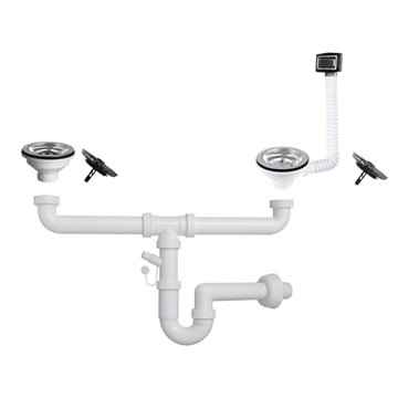 Siphon d'évier 2 voies 1" 1/2 avec vidange ECO et vidange lave-vaisselle 351481810