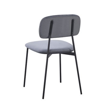 Chaise Shen en velours gris et pieds en métal noir 44x49x78H