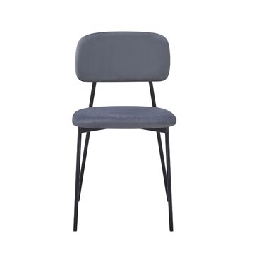 Chaise Shen en velours gris et pieds en métal noir 44x49x78H