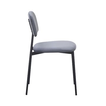 Chaise Shen en velours gris et pieds en métal noir 44x49x78H