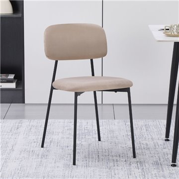 Chaise Shen en velours taupe et pieds en métal noir 44x49x78H