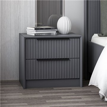 Table de chevet Kale anthracite deux tiroirs encastrés 53x45x45H