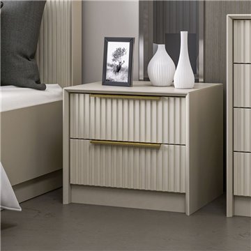 Table de chevet Kale cashmere avec effet nervuré deux tiroirs encastrés 53x45x45H