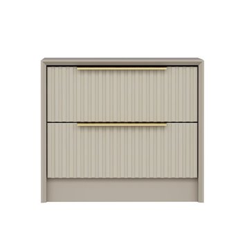 Table de chevet Kale cashmere avec effet nervuré deux tiroirs encastrés 53x45x45H