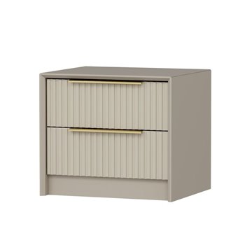 Table de chevet Kale cashmere avec effet nervuré deux tiroirs encastrés 53x45x45H