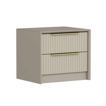 Table de chevet Kale cashmere avec effet nervuré deux tiroirs encastrés 53x45x45H
