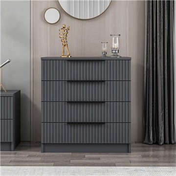 Commode 4 tiroirs effet anthracite Kale 72x42x77H