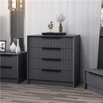 Kale anthracite effet gaufré 4 tiroirs 72x42x77H