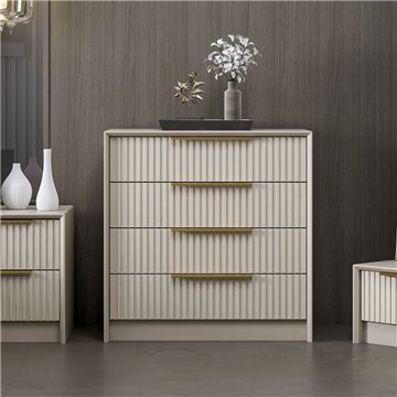 Kale cashmere commode à 4 tiroirs encastrés avec effet nervuré 72x42x77H