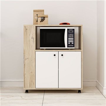 Armoire polyvalente élégante et fonctionnelle chêne et blanc Monni 82x45x95H - Commande et conception