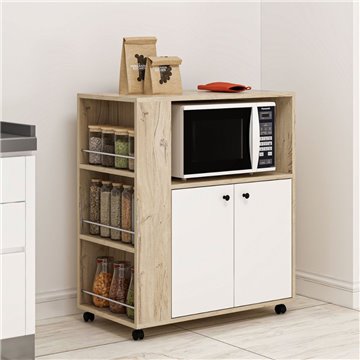 Armoire polyvalente élégante et fonctionnelle chêne et blanc Monni 82x45x95H - Commande et conception