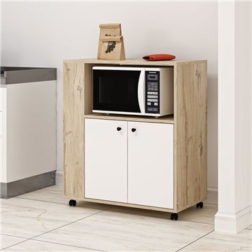 Armoire polyvalente élégante et fonctionnelle chêne et blanc Monni 82x45x95H - Commande et conception