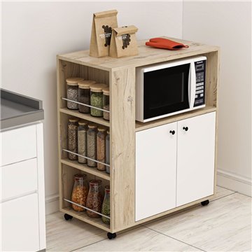 Armoire polyvalente élégante et fonctionnelle chêne et blanc Monni 82x45x95H - Commande et conception