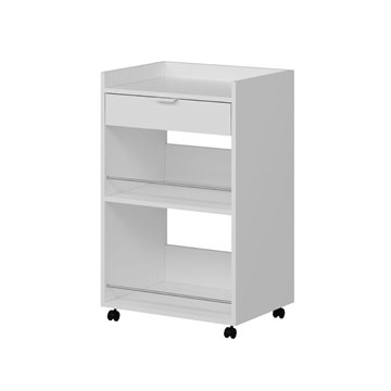 Liana chariot de cuisine blanc avec tiroir et compartiments ouverts 60x45x95H