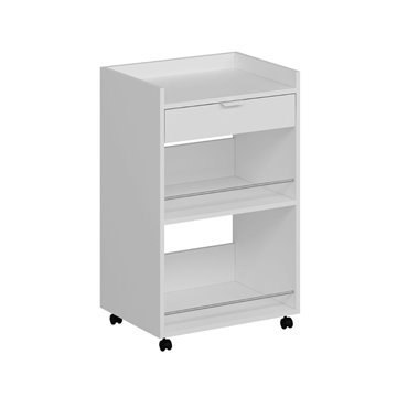 Liana chariot de cuisine blanc avec tiroir et compartiments ouverts 60x45x95H