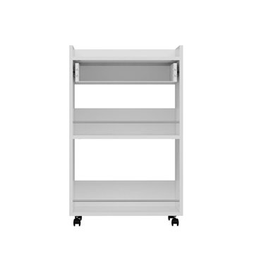 Liana chariot de cuisine blanc avec tiroir et compartiments ouverts 60x45x95H