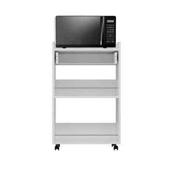 Liana chariot de cuisine blanc avec tiroir et compartiments ouverts 60x45x95H