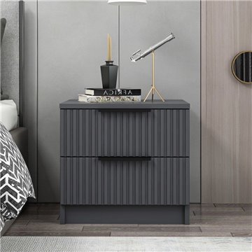 Table de chevet Kale anthracite avec deux tiroirs 50x40x47H