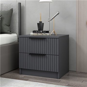 Table de chevet Kale anthracite avec deux tiroirs 50x40x47H