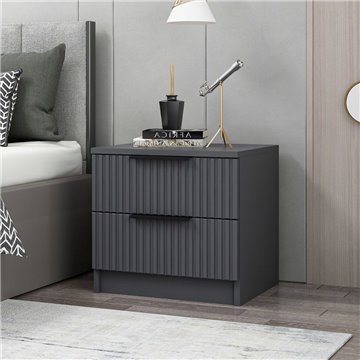 Table de chevet Kale anthracite avec deux tiroirs 50x40x47H