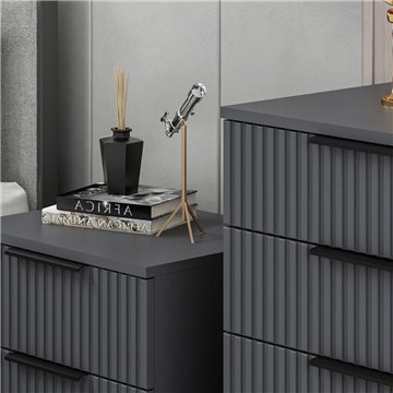Table de chevet Kale anthracite avec deux tiroirs 50x40x47H