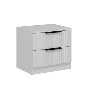 Table de chevet blanche Kale avec deux tiroirs 50x40x47H