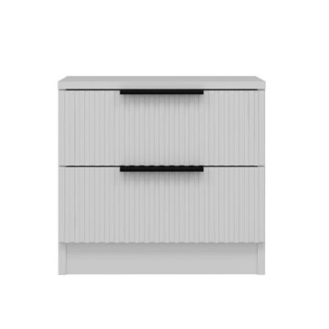 Table de chevet blanche Kale avec deux tiroirs 50x40x47H
