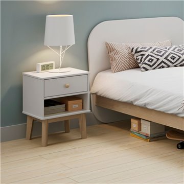 TABLE DE CHEVET POUR CHAMBRE D'ENFANT ESTEBAN 1 TIROIR BLANC (16395)