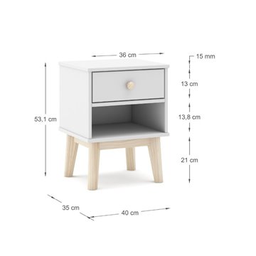 TABLE DE CHEVET POUR CHAMBRE D'ENFANT ESTEBAN 1 TIROIR BLANC (16395)