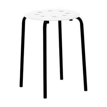 H2008 tabouret blanc empilable avec pieds en métal noir - Léger, polyvalent et toujours prêt à l'emploi