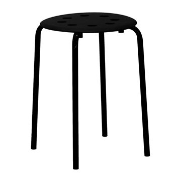 Tabouret noir empilable H2008 avec pieds en métal - Léger, polyvalent et toujours prêt à l'emploi