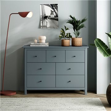 Commode Misti en bois massif vert kaki 110x40x820H - 7 Tiroirs, Design et organisation