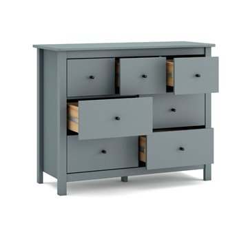 Commode Misti en bois massif vert kaki 110x40x820H - 7 Tiroirs, Design et organisation