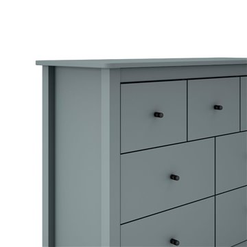 Commode Misti en bois massif vert kaki 110x40x820H - 7 Tiroirs, Design et organisation