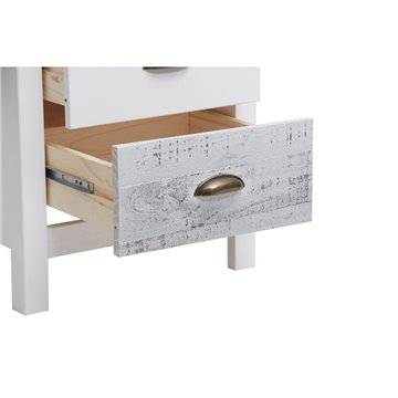 Romantica 46x35x49,5H table de chevet en bois massif blanc et gris - Natural Elegance avec 2 tiroirs