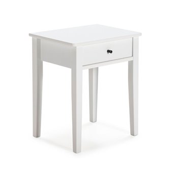 Table de nuit Bart en bois blanc massif et tiroir - Elégance et fonctionnalité au quotidien