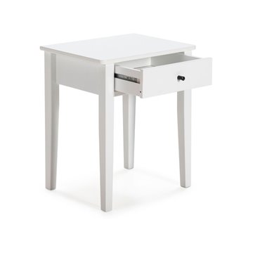 Table de nuit Bart en bois blanc massif et tiroir - Elégance et fonctionnalité au quotidien