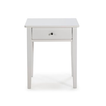 Table de nuit Bart en bois blanc massif et tiroir - Elégance et fonctionnalité au quotidien