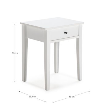 Table de nuit Bart en bois blanc massif et tiroir - Elégance et fonctionnalité au quotidien