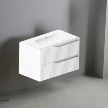 Armoire de toilette murale 80 cm blanc mat avec tiroirs Gaper