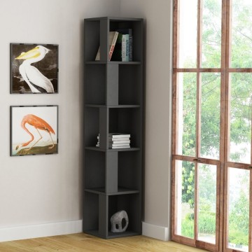 Bibliothèque d'angle Anthracite top 5 étagères 31,4x31,4x158,9