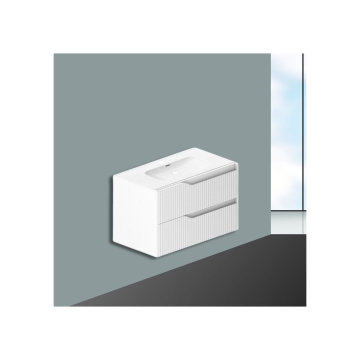 Armoire de toilette murale 80 cm blanc mat avec tiroirs Gaper