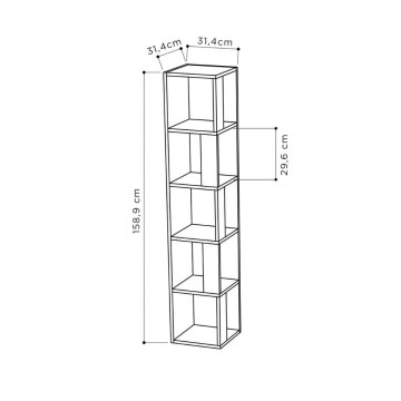 Bibliothèque d'angle Anthracite top 5 étagères 31,4x31,4x158,9