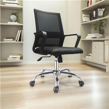 Fauteuil de bureau dossier en maille noire et base chromée C8350 - Respirabilité et style