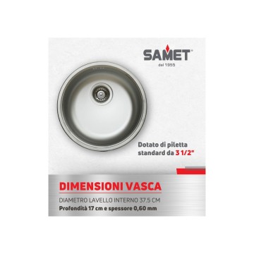Evier rond Rondo Ø43,5 cm poli - Toscohome