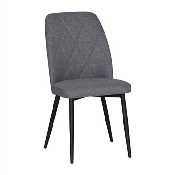 Chaise Vika en tissu gris avec motif géométrique et pieds noirs - Elégance et confort