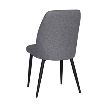 Chaise Vika en tissu gris avec motif géométrique et pieds noirs - Elégance et confort
