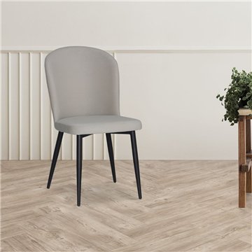 Chaise Barka en tissu gris avec pieds noirs - Confort et design doux